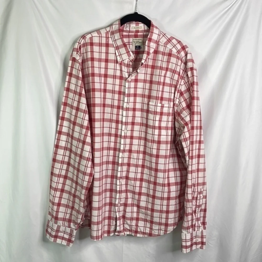 Jcrew, classic cotton button down, red and white plaid